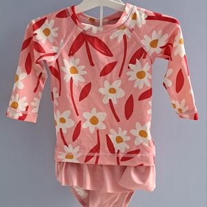 Floral swim with ruffle bottom